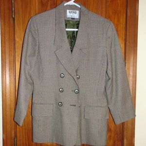 Kasper A.S.L. Houndstooth Brown/Tan Jacket Women's Long Sleeve Lined SZ 6